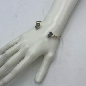 Kendra Scott‎ Edie Gray Slate Cat's Eye Stone Gold Plated Cuff Bracelet